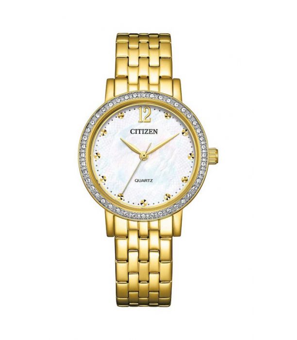 Citizen Γυναικείο Ρολόι Χειρός  31mm με Μεταλλικό Μπρασελέ EL3102-50D