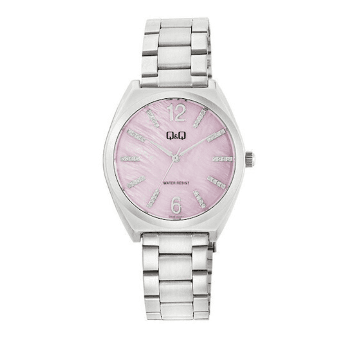 Γυναικείο ρολόι  με ασημί μεταλλικό μπρασελέ Q&Q Q90B-002PY